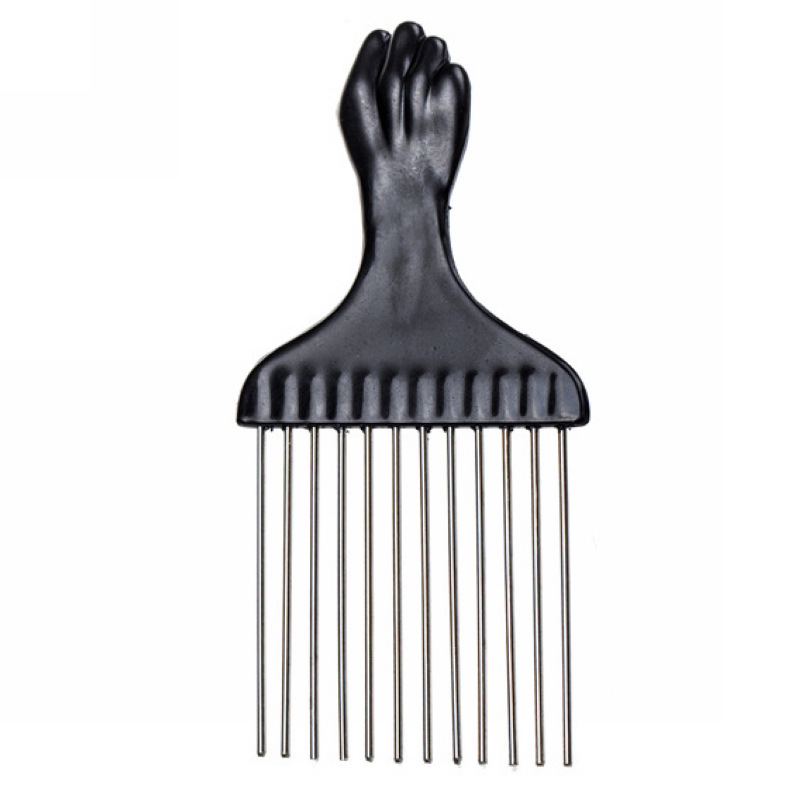 shanilak men's retro oil hair, fist insert comb, fork comb, dyed hair, pick comb, flat hair salon hair care tools, steel needle comb Item Picture