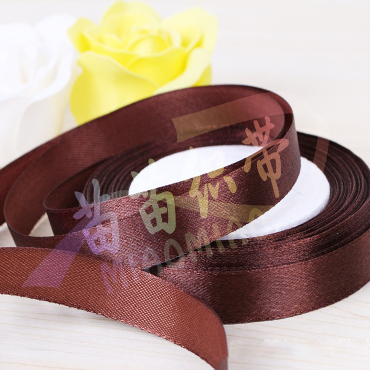 Supplying polyester webbing, 4-inch colored satin ribbons, textile accessories webbing for clothing and accessories, coffee-colored packaging webbing