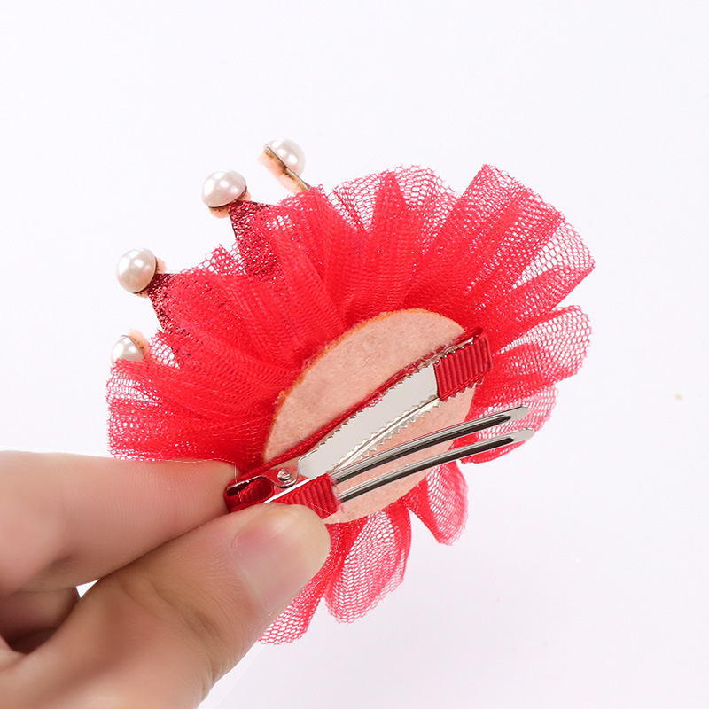 Sisi Children's Hair Clip Princess Crown Crown Lace Super Fairy Pearl Korean Baby Girls Hair Accessories Headpiece Item Picture