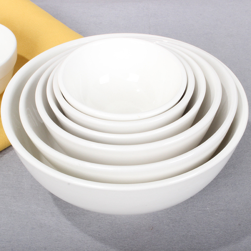 陶瓷米饭碗加厚商用小汤碗纯白汤粉面碗酒店西餐厅饭店白瓷碗粥碗