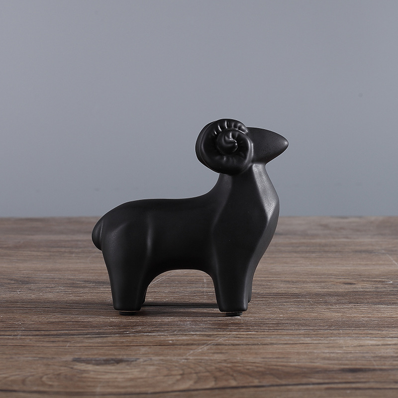 三羊开泰家居装饰品现代简约北欧样板新房客厅书房可爱陶瓷羊批发详情图4