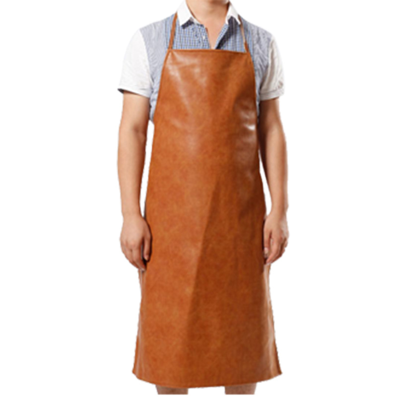 Factory wholesale leather waterproof and oil-resistant PU aprons, thickened adult restaurant chef, hotel car wash, labor protection leather aprons Item Picture