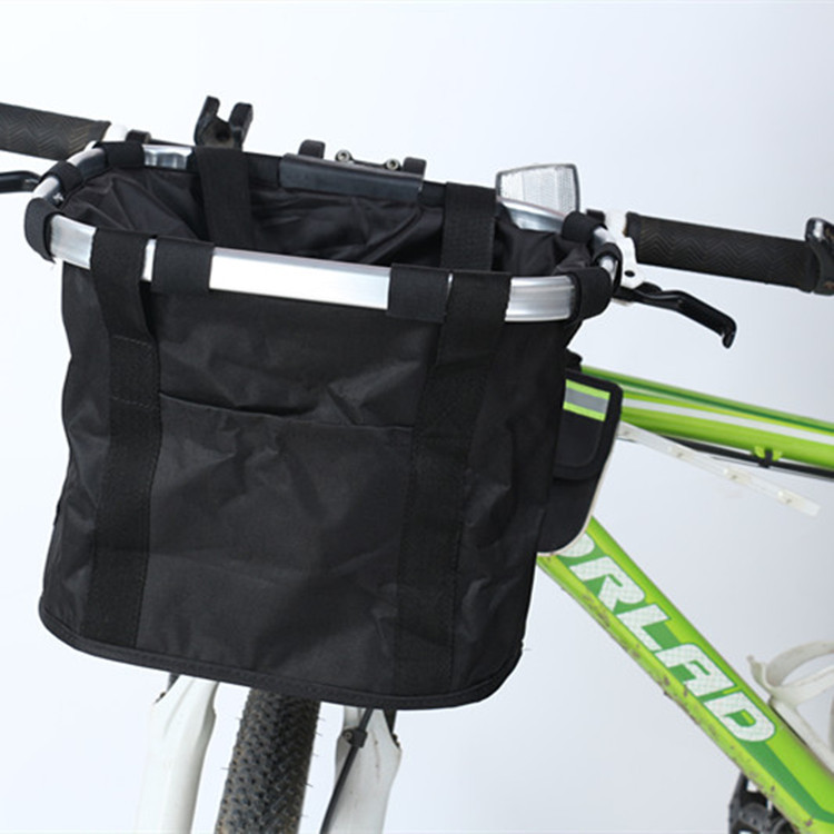 自行车快拆布筐、山地车车筐、铝合金布兜、折叠车篮包可订定图