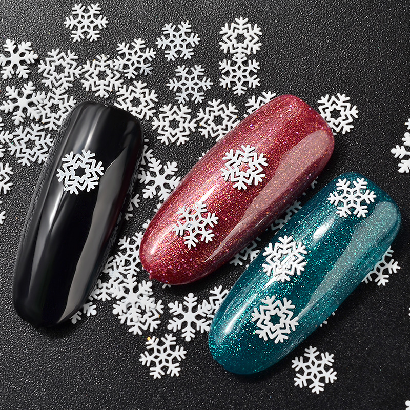 shanilak cross-border new white snowflake computer nail art accessories wholesale Sequin Christmas Snowflake series in stock details Picture