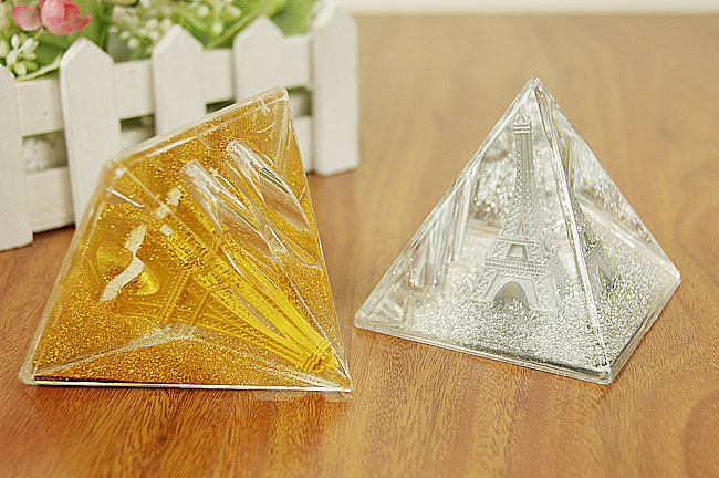 Gold powder oil drop ocean souvenir, crystal Paris Eiffel Tower creative birthday gift, pen holder ornament pic 8