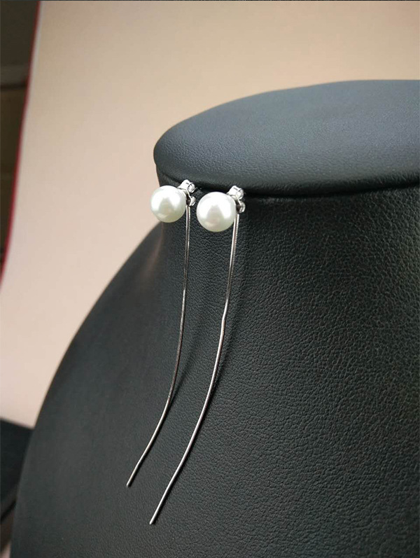 Wanmei Korean Version Of Natural Pearl Earrings S925 Silver Fashion Tassel Long Earrings Snake Bone Chain Ear Line Diy Manufacturers details Picture
