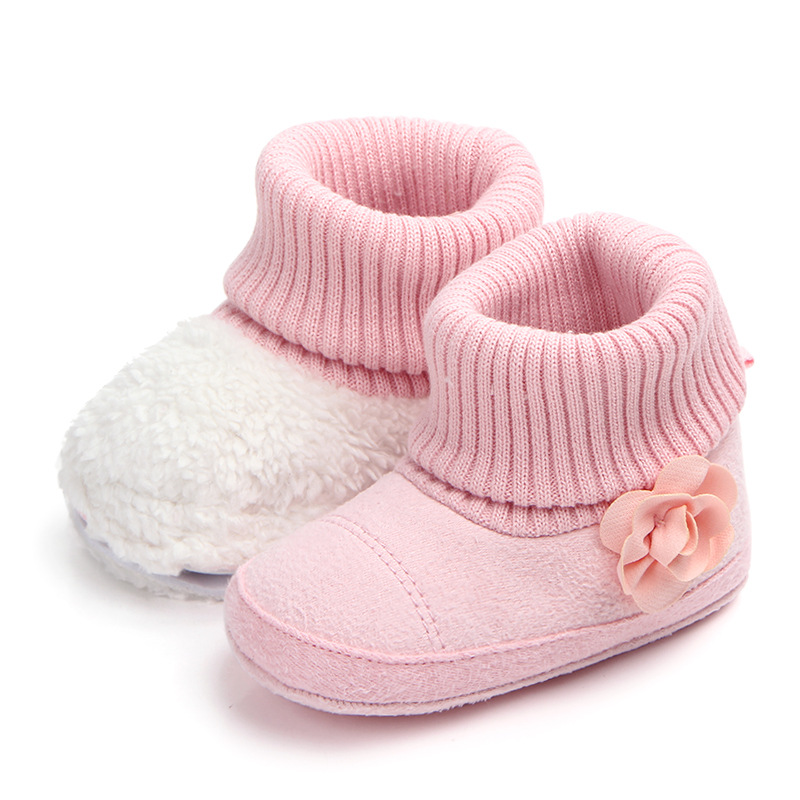 Wholesale winter new small flower baby cotton boots, warm shoes, soft-soled baby walking shoes for 0-1 years old in foreign trade details Picture