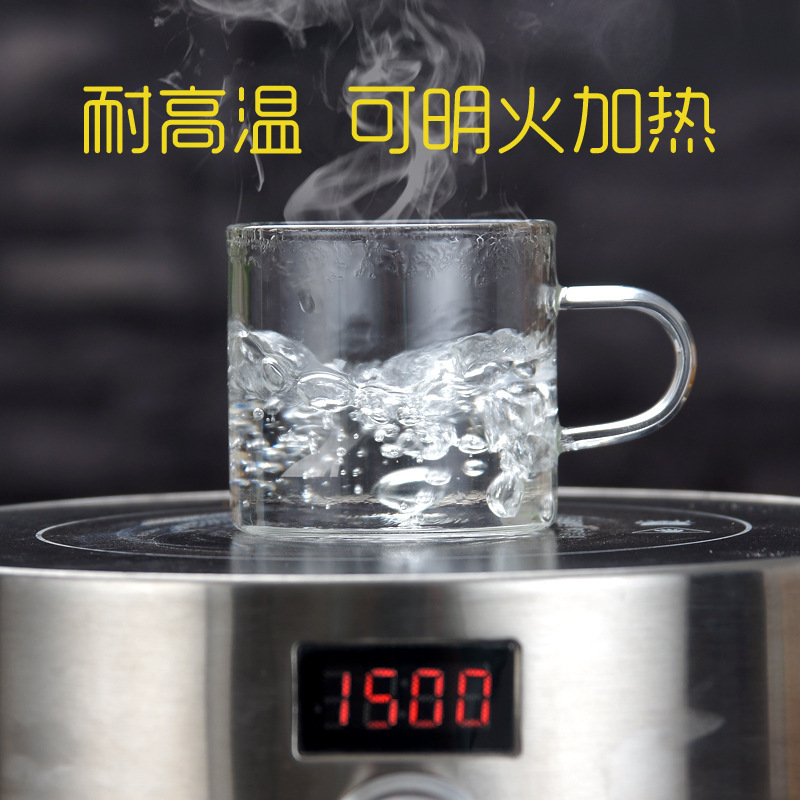 Chinese Straight Body Can Print Logo High Borosilicate Glass Small Tea Cup Kung Fu Tea Set Sample Tea Cup Set Water Cup Specification drawing