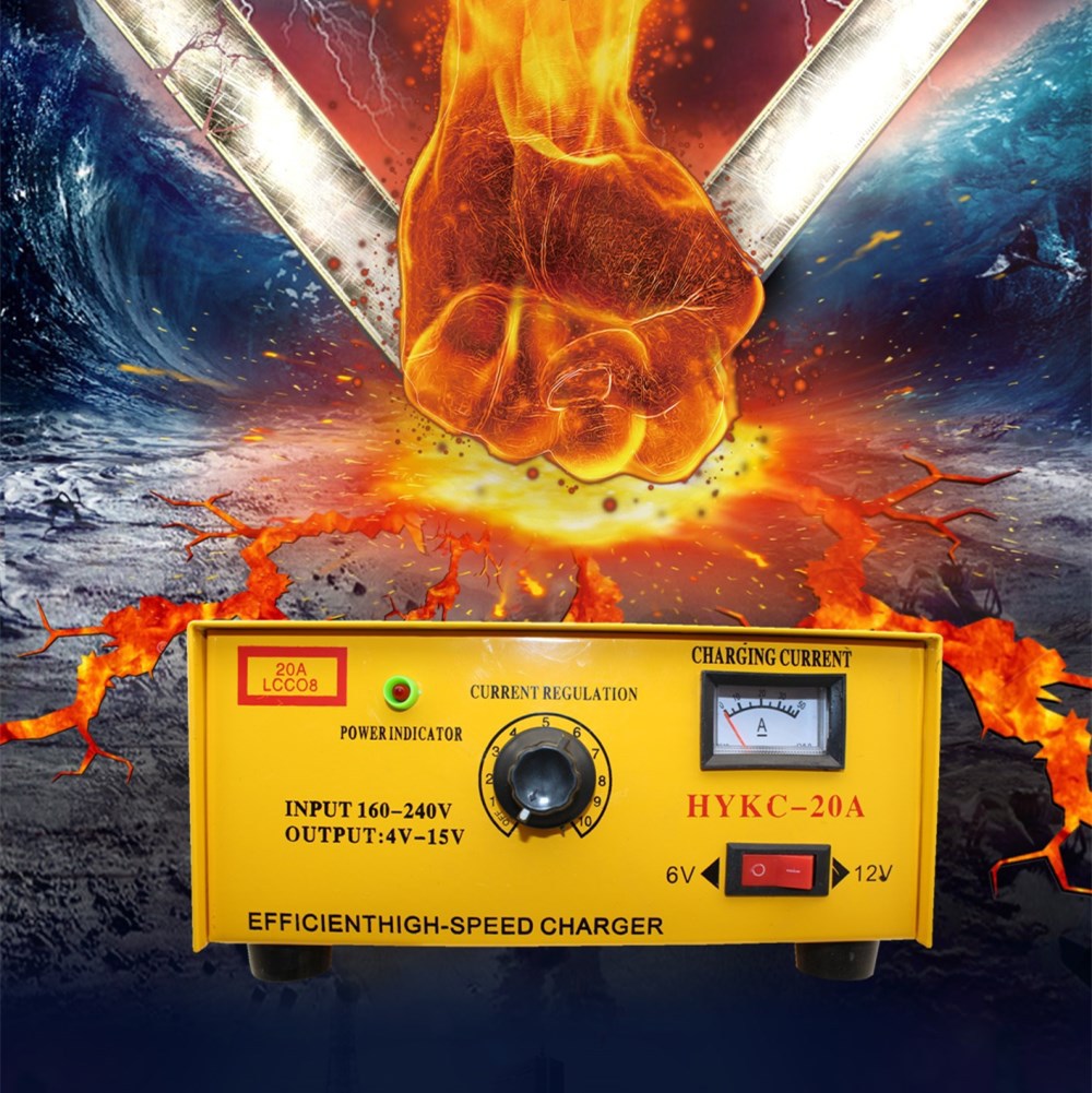 The manufacturer sells multi-functional battery 20A car chargers, 6V-12V manual adjustable motorcycle chargers for export Application Scenario