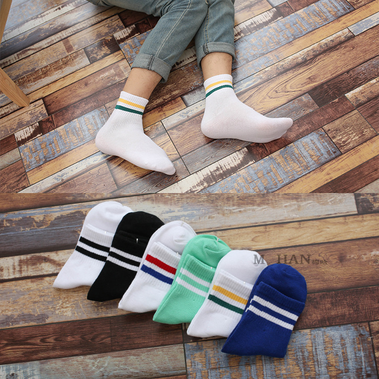 Classic Two Bars Mid-Tube Socks Casual College Socks Men's Cotton Autumn And Winter Cotton Socks Spot Wholesale Specification drawing