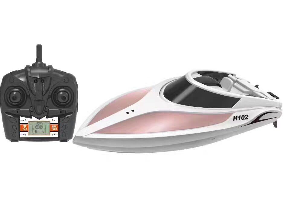 Tianke Technology's 2.4G remote-controlled high-speed boat H102 is equipped with a LCD screen and can switch between left and right hands to control the speedboat Item Picture