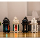 跨境欧式摩洛哥玻璃烛台金属风灯创意香薰蜡烛杯铁艺装饰品摆件