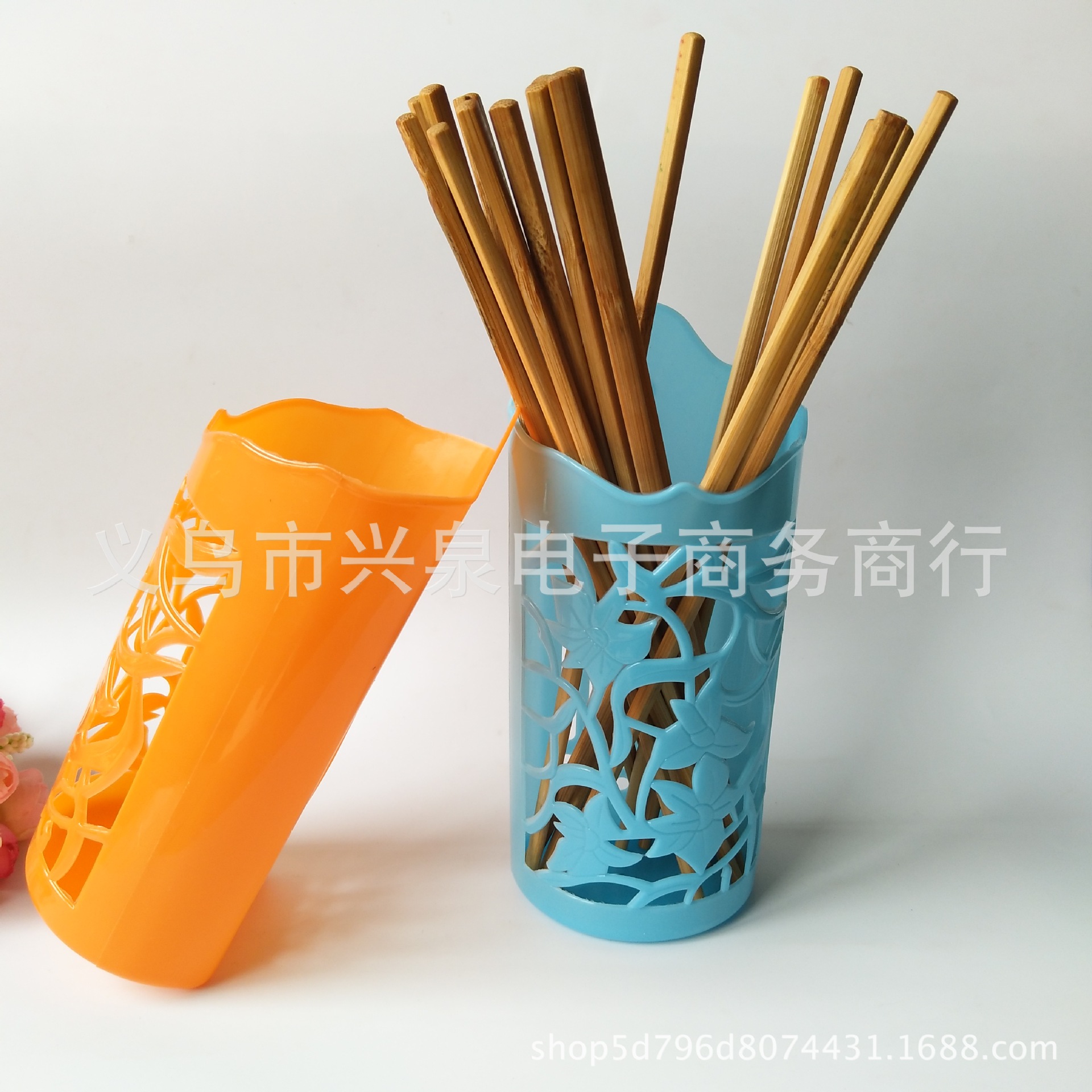 One-yuan store plastic 筷笼 single compartment 筷笼 hollowed-out 筷笼 chopstick holder one-yuan supply details Picture
