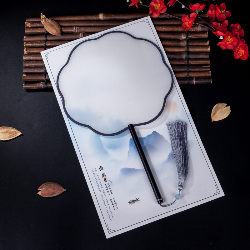 黑檀真丝扇/DIY刺绣扇/古典宫扇细节图