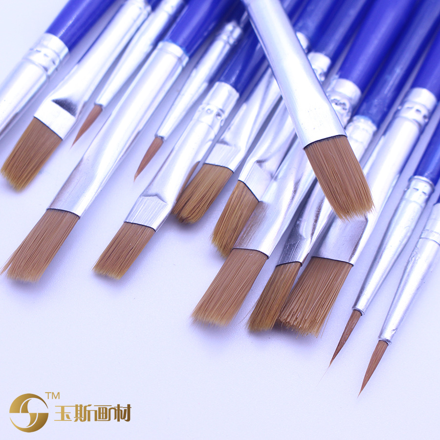 Plastic Pole Nylon Wool Pointing Pen Flat Head Digital Oil Paintbrush Enamelled Plaster Ceramic Painted Children's Paintbrush