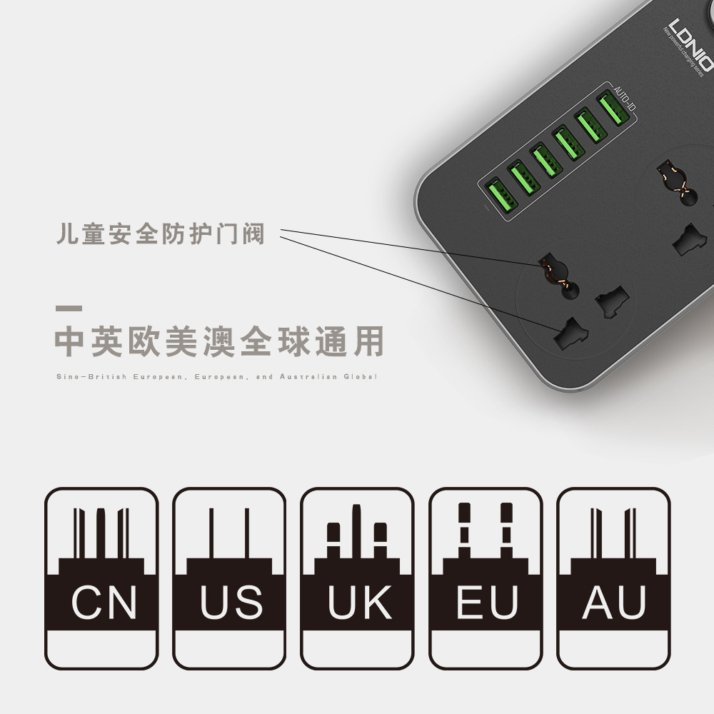 LDNio Ldino S3604 Sc3604 2 متر من موقع أمازونية للتوصيل بشحن التوصيلات 6USB Application Scenario