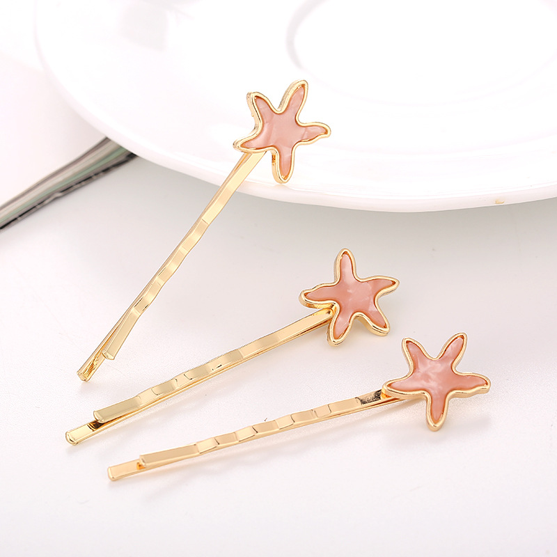 Korean Version Of New Hairpin Starfish Shell Jewelry A Word Clip Edge Clip Alloy Top Clip Taobao Source Manufacturers Wholesale Specification drawing