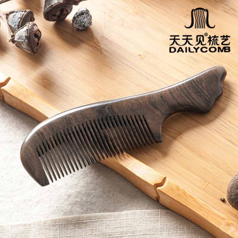 Every Day See Wood Comb Long Handle Wood Comb Sink Noble Treasure Wood Gift Comb Logo Trademark Lettering Carved Wood Comb Item Picture