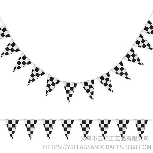 F1赛车串旗 黑白格赛车串旗 8号黑白格赛车三角串旗比赛装饰拉旗详情图2