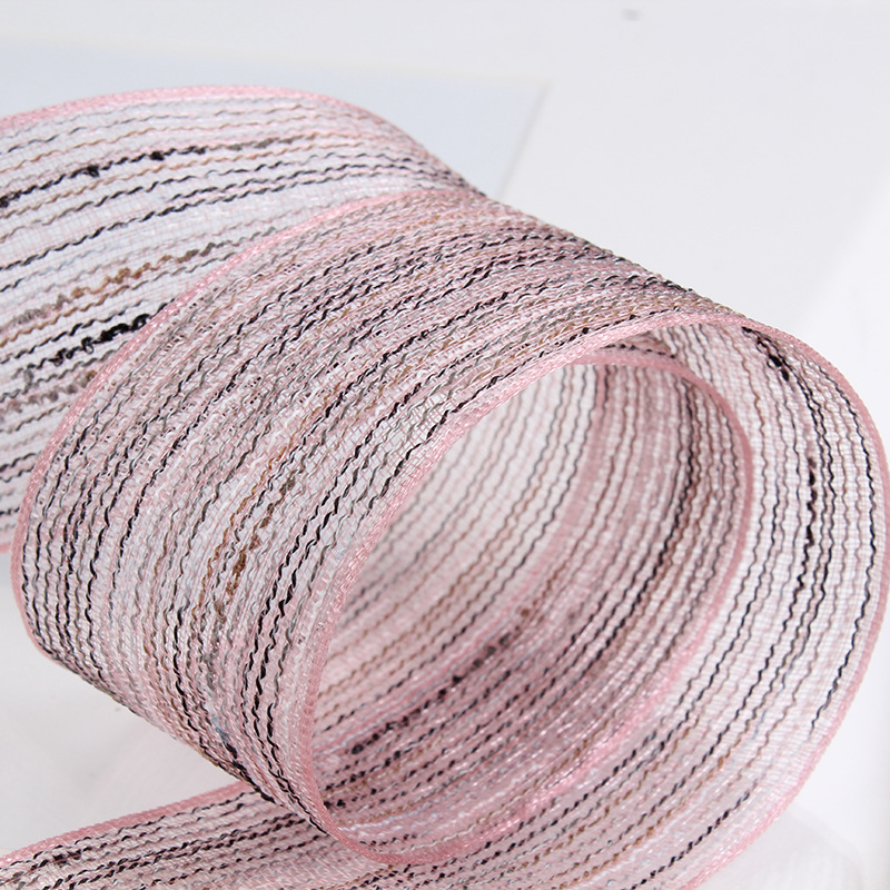 Dingxin ribbons, color-blocking jumpers, striped snow gauze ribbons, handcrafted hair accessories, clothing, top hats, woven ribbons, gift packaging ribbons Specification image