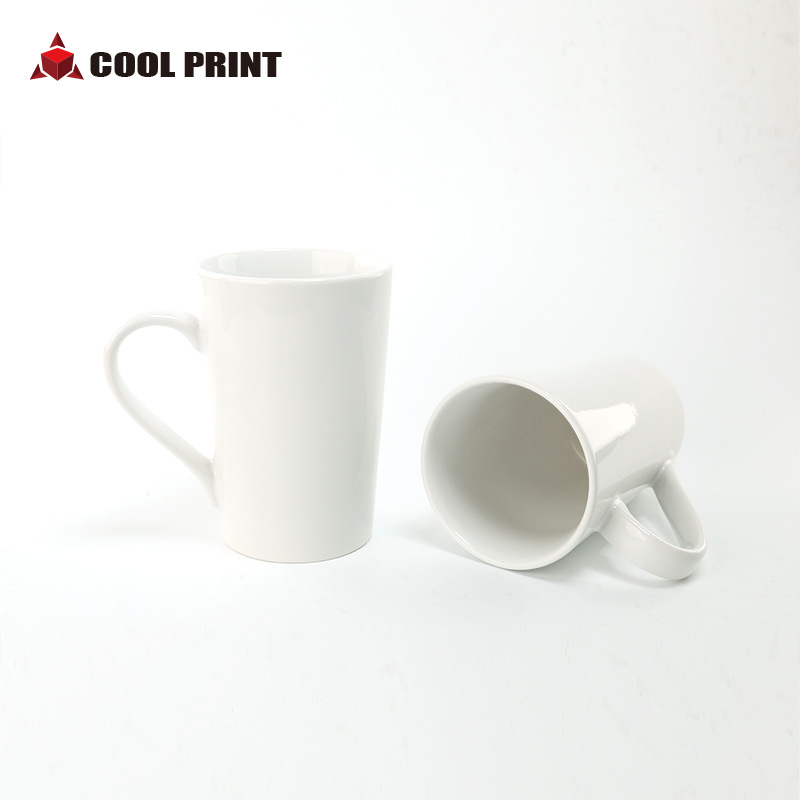 Heat transfer conical mugs, ceramic coffee cups, blank DIY creative advertising campaign gifts, white porcelain cups wholesale details Picture