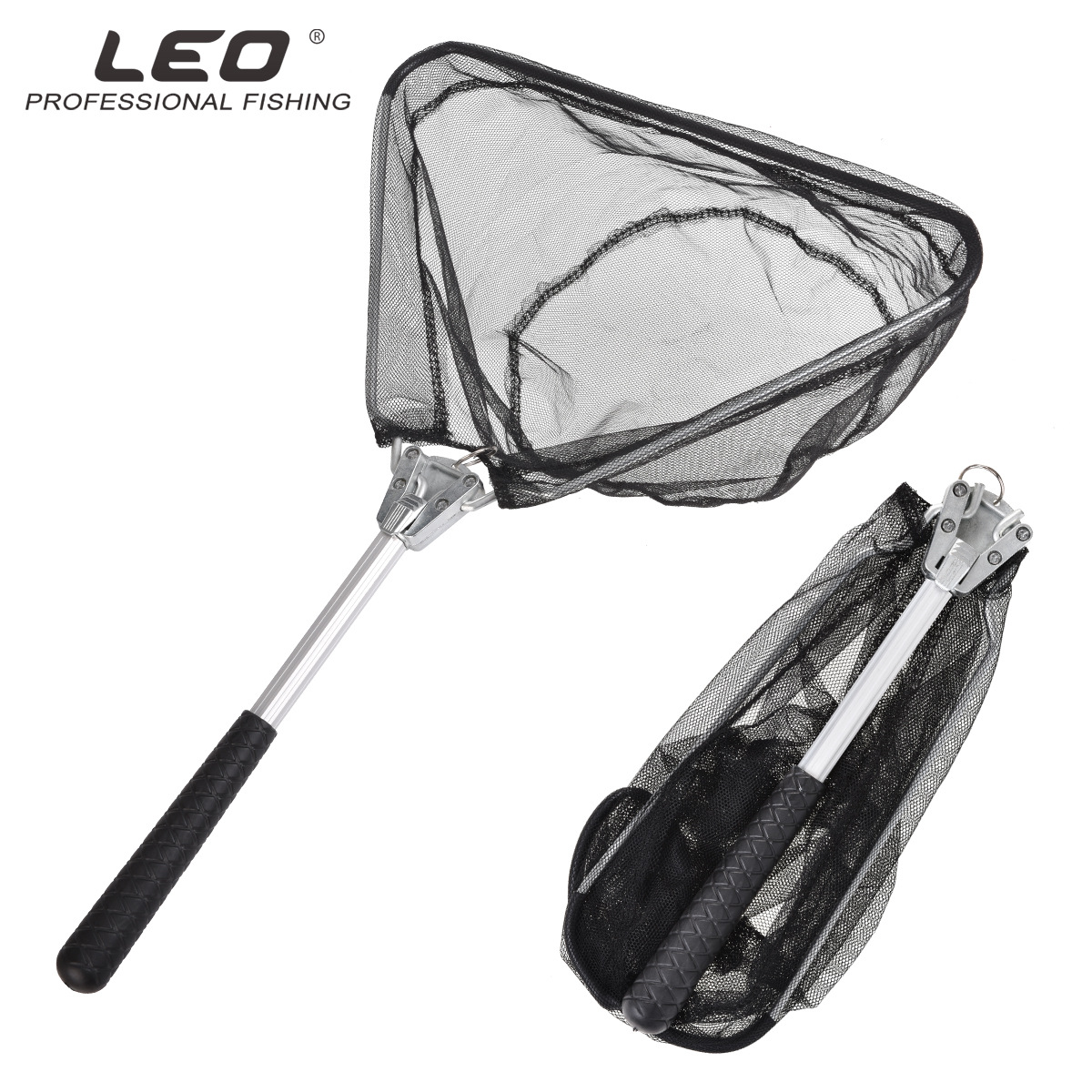 27972 LEO/ Leou [Aluminum Alloy Natural Color Triangular Mini Fishing Net] Flying fishing Folding hand-drawn fishing gear export