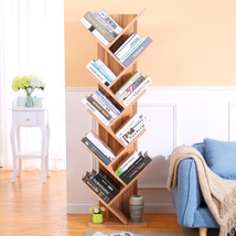 书架树形现代简易收纳架落地组装置物架 卧室客厅书架置物架