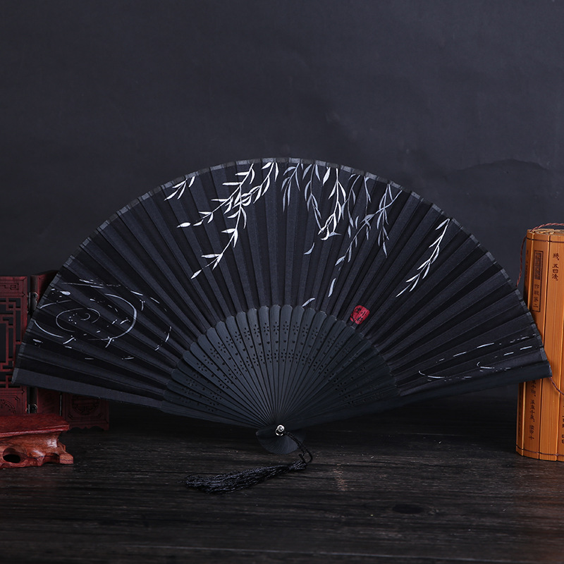 Chinese Style Gifts True Silk Bamboo Fan Japanese And Fan Butterfly Cherry Blossom Fan Dance Props Fan Direct Sales Manufacturers