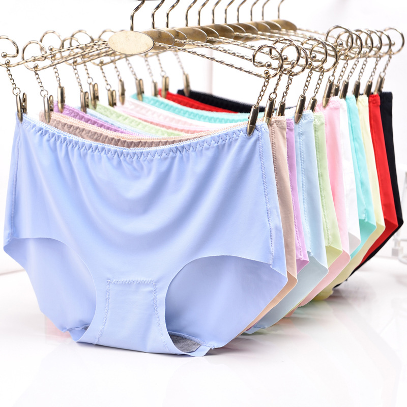 Extra-large version of seamless underwear for overweight women under 180 pounds, ice silk one-piece mid-waist uniform size triangular underwear