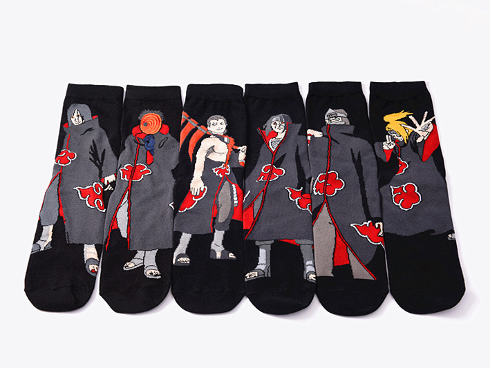 Primavera otoño invierno algodón peinado manga ninja series dibujos animados calcetines de hombre de tubo medio día de carga de una sola cola algodón movimiento crossover marvel calcetines