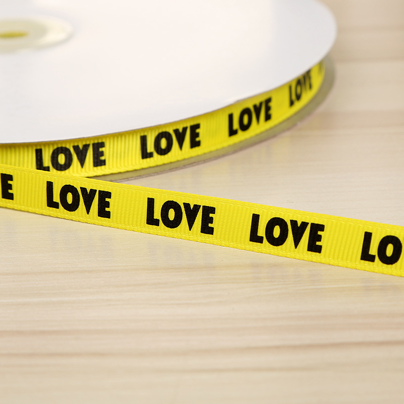 丝网印字母LOVE织带 罗纹带丝带子印刷薄款螺纹带批发