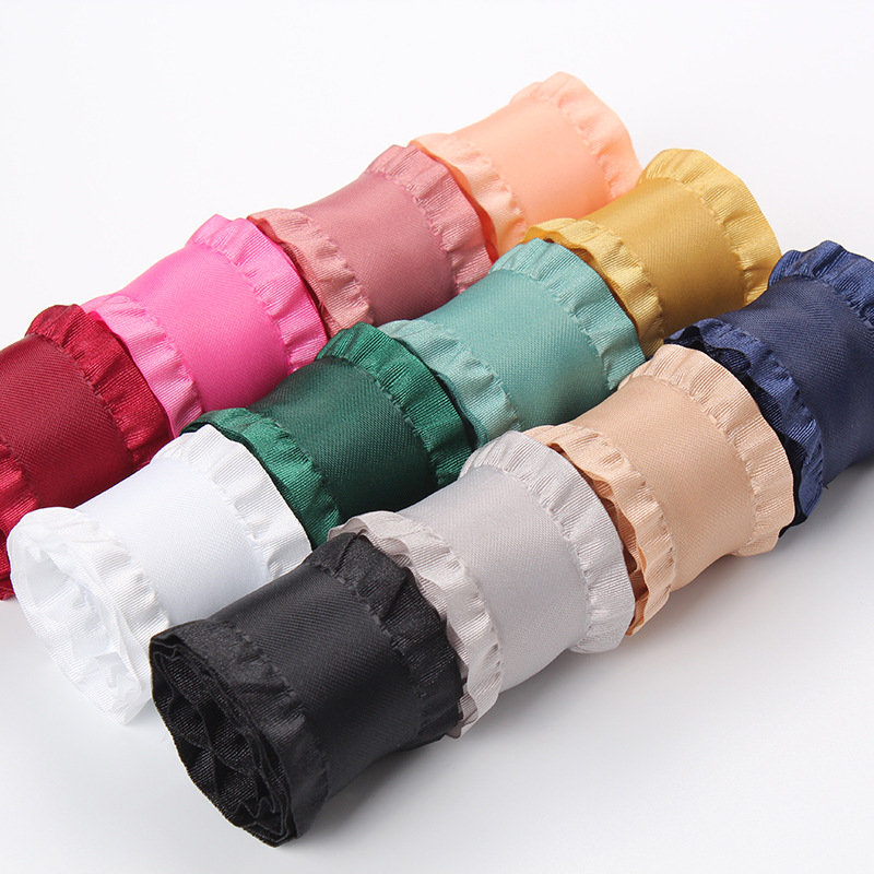 Dingxin South Korea Imported Webbing Polyester Ruffled Ruffled Skirt Ribbon Diy Handmade Hair Bow Ribbon Specification drawing