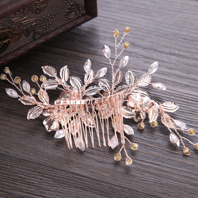 2018 New style leaf hair combs, cross-border export bestsellers, handcrafted flower bride headwear, hair accessories, bride accessories wholesale pic 10