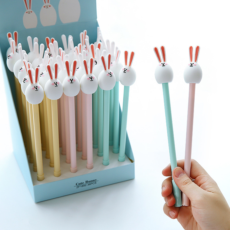 ZF1892热销文具卡通萌兔中性笔0.5mm学生可爱宠物塑料创意笔批发