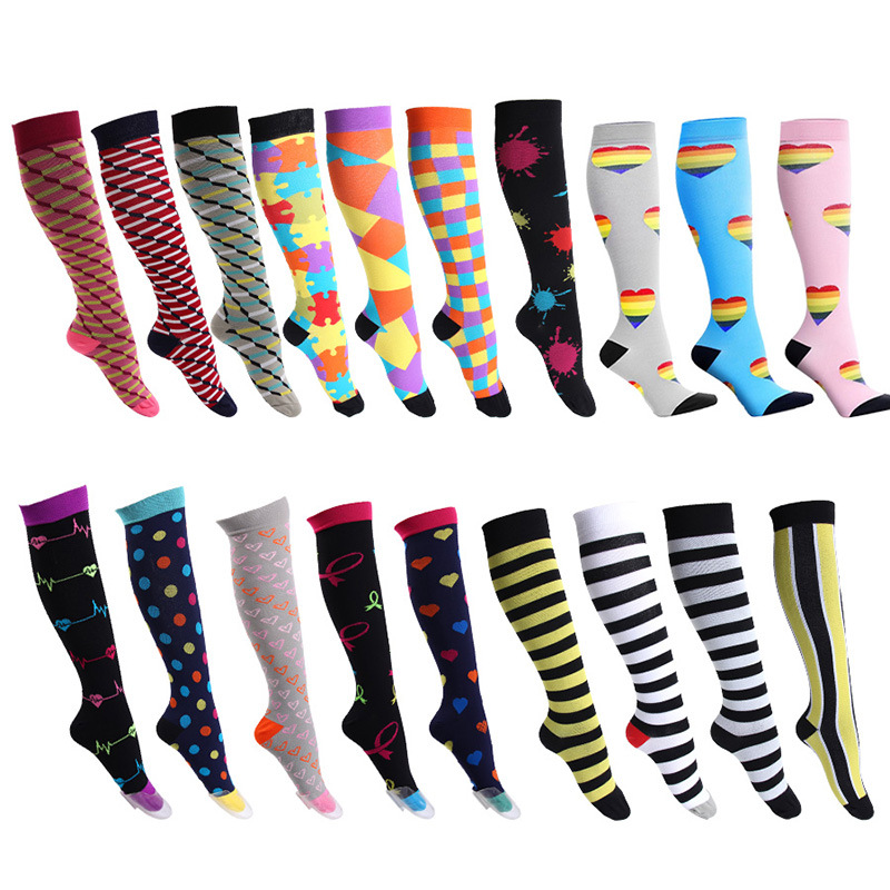 Spot European And American Sports Elastic Compression Socks Nurse Leg Warmers High Running Pressure Socks Amazon Professional Order details Picture