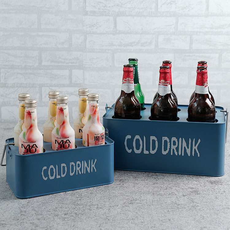 Wholesale Of 2019 New Stainless Steel Beer Baskets, Exquisite Three-Color Ktv Special Six-Bottle Baskets In Stock And Direct Sales