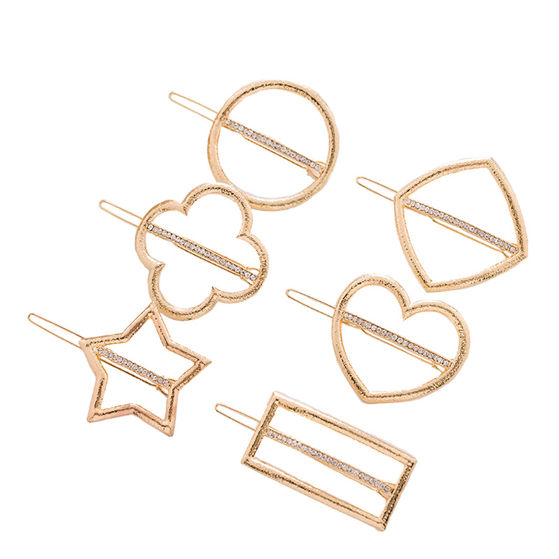 Korean Version Of The New Headwear Wholesale Geometric Triangle Square Love Four-Leaf Clover Hair Clip Frog Clip Edge Clip Hair Accessories Item Picture