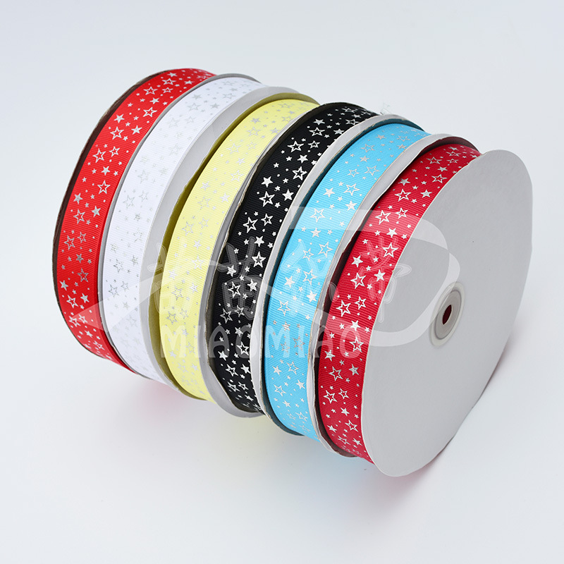 Exquisite Gold Hot Silver Printing Webbing Style Variety Polyester Printing Webbing Colorful Star Decoration Webbing details Picture