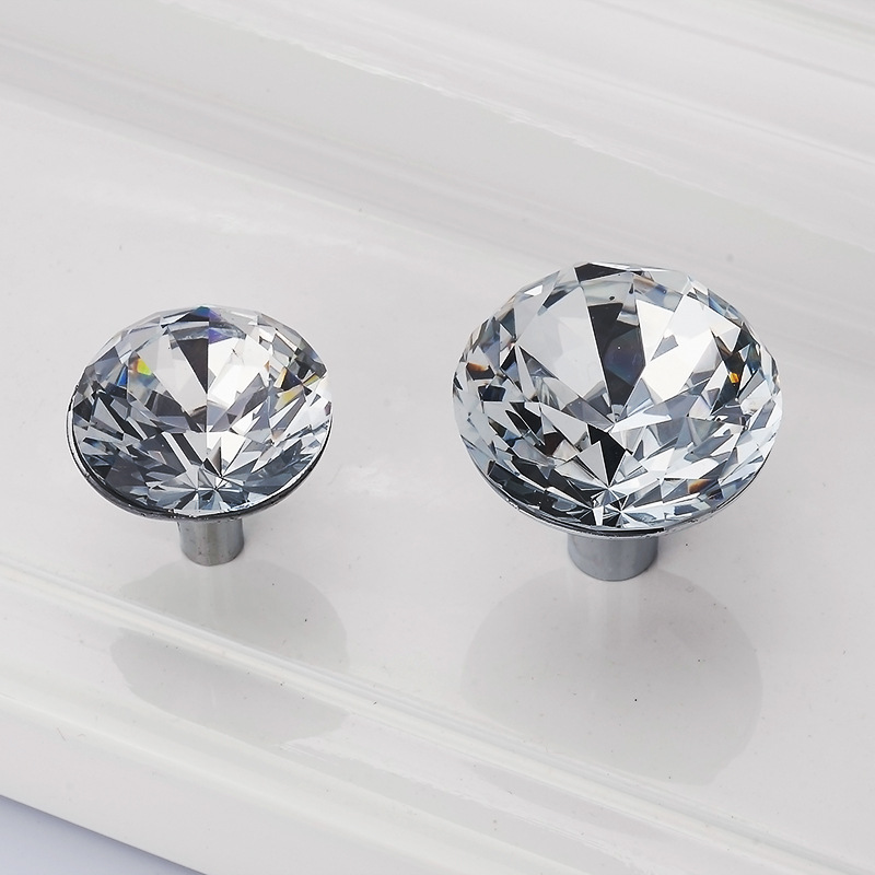 Aleación de zinc single hole handle estilo europeo simple gabinete transparente manija de la puerta del armario cristal single hole glass drill handle Specification image