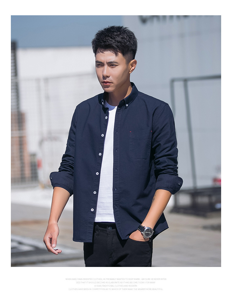 東雨男装秋冬牛津纺男士衬衫加绒保暖衬衫男纯棉加厚衬衣现货批发详情17