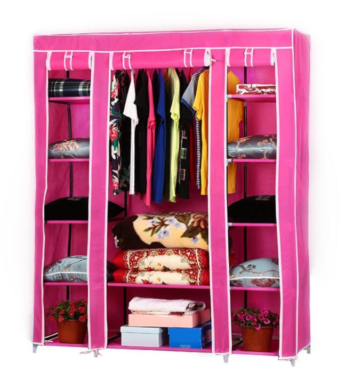 Manufacturers direct non-woven simple folding wardrobe foreign trade wholesale wardrobe assembly storage cabinet corner storage wardrobe Item Picture