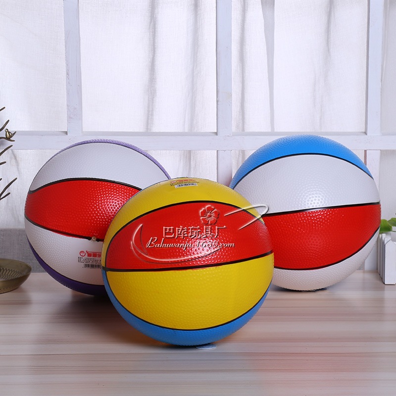 厂家直发22公分皮球儿童充气玩具彩绘篮球新品 幼儿园彩色篮球详情图1