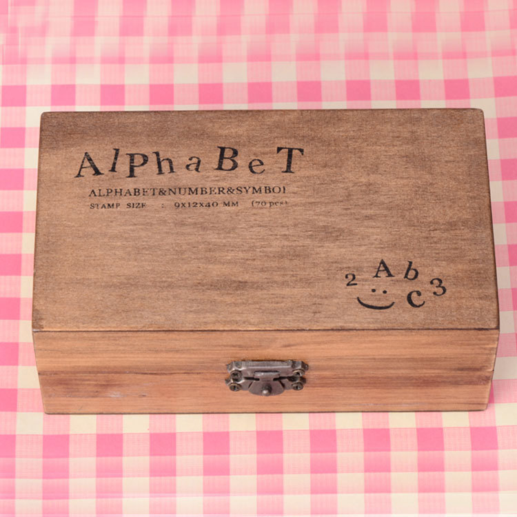Factory direct supply of 70 retro alphanumeric and numeral DIY decorative stamps in wooden boxes Specification image