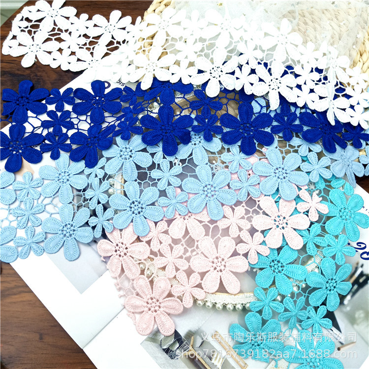 Factory direct sales of lace, milk silk water-soluble lace, classic clothing accessories, plum blossom embroidery. Colors available upon order Specification image