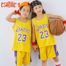 新款儿童湖人城市版23号篮球服童装詹姆斯球衣BB表演球服可印字号
