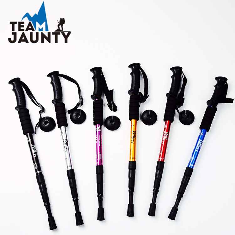 Curved handle crutches high strength aluminum alloy trekking pole climbing the mountain hiking elderly outdoor four straight handle cane wholesale details Picture