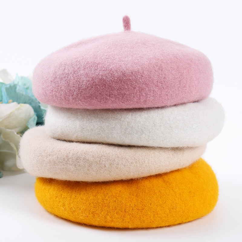 Spring And Autumn New Beret Korean Version Mushroom Ladies Hat Breathable Pumpkin Hat Woolen Painter Hat