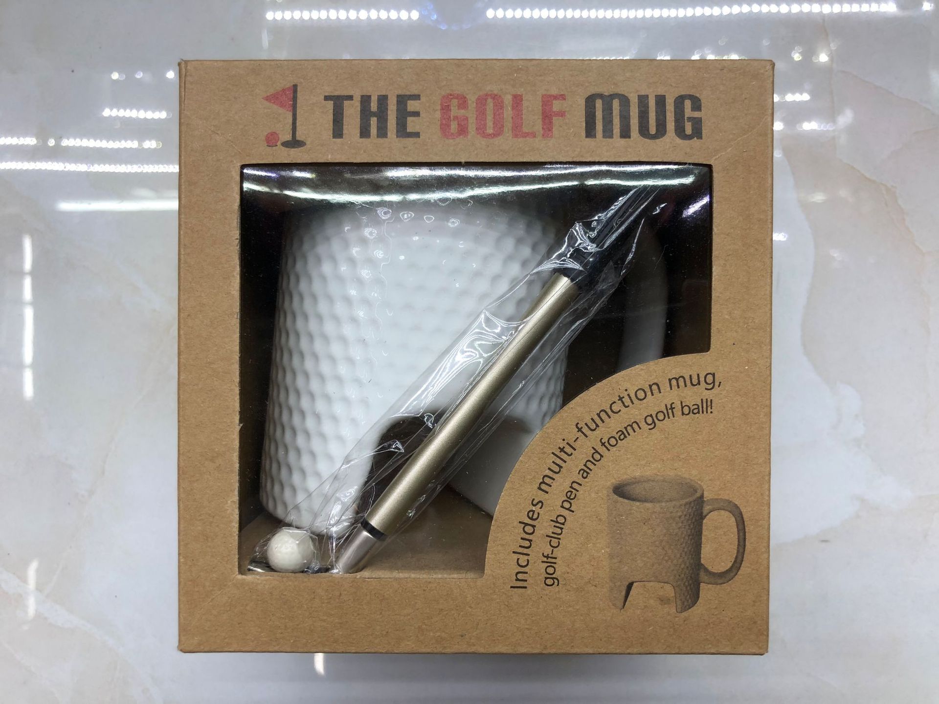 趣味咖啡杯/新奇特高尔夫/白色带笔异形产品图