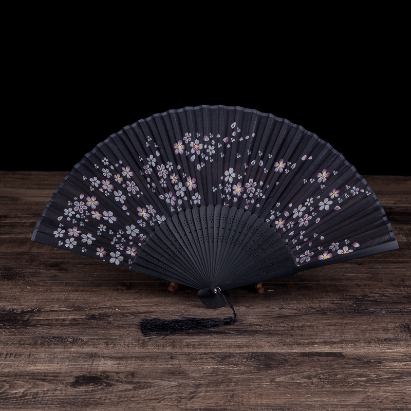 Chinese Style Gifts True Silk Bamboo Fan Japanese And Fan Butterfly Cherry Blossom Fan Dance Props Fan Direct Sales Manufacturers Specification drawing