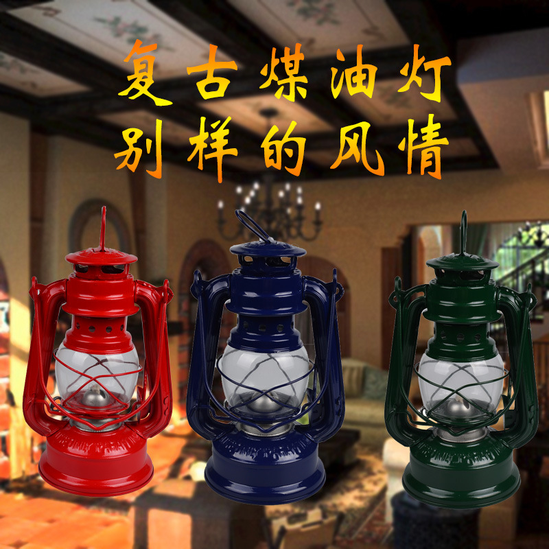 245怀旧老式煤油灯装饰品摆件家居桌面玻璃罩马灯美式创意工艺品